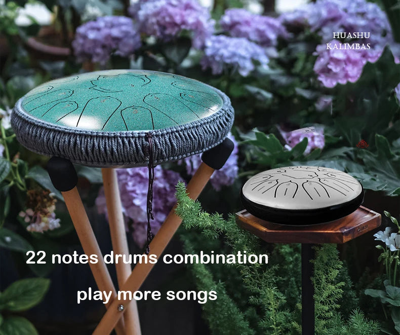 Dark Green 15 Note Tongue Drum 13 Inch Handpan