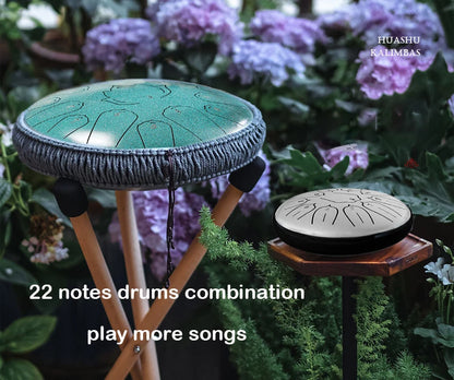 Dark Green 15 Note Tongue Drum 13 Inch Handpan