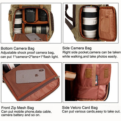 Large Waterproof Camera Backpack with Laptop Compartment