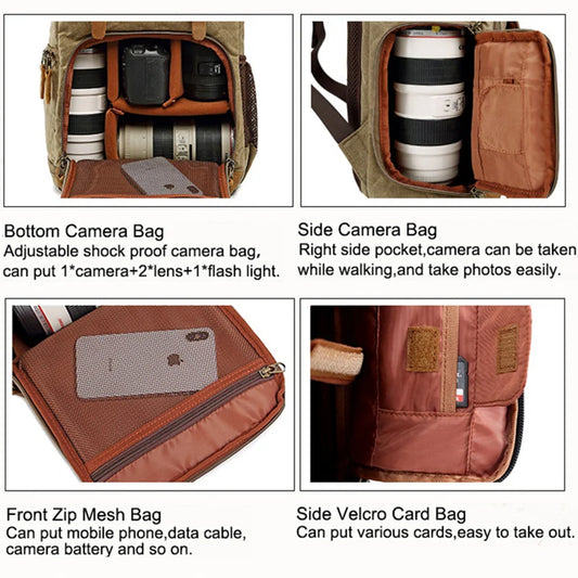 Dark Grey Waterproof Camera Bag for Travel & Gear