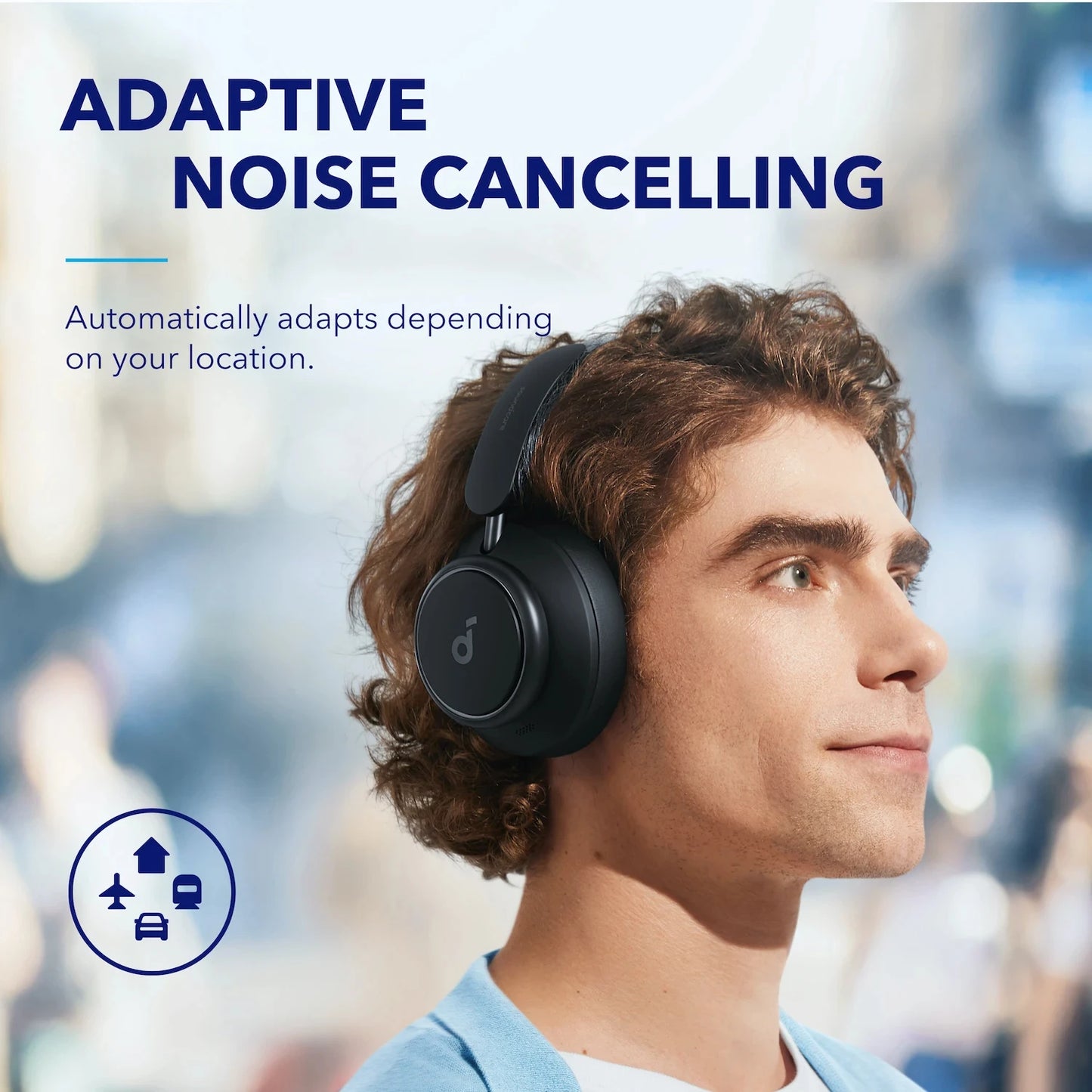 Wireless Bluetooth Headphones with Active Noise Cancelling Black