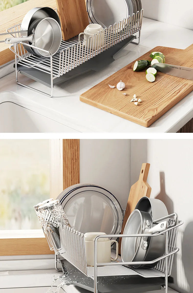 Kitchen Dish Drying Rack with Single Layer Design