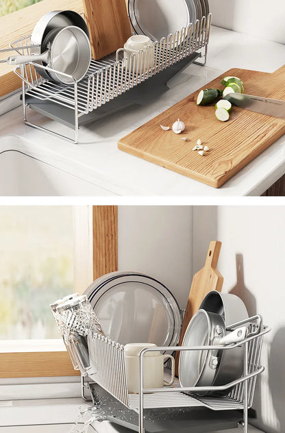 Kitchen Dish Drying Rack with Single Layer Design