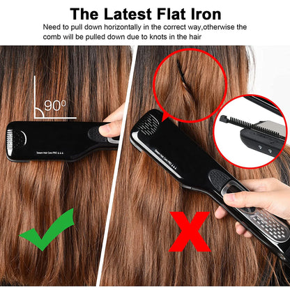Electric Steam Hair Straightener Ceramic Wide Plates LCD Display