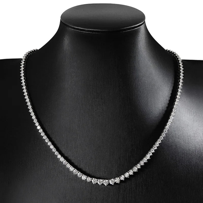 38cm Sterling Silver Moissanite Tennis Necklace for Women