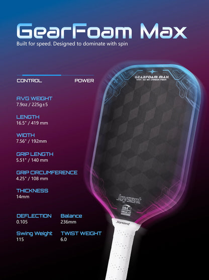 USAPA Pickleball Paddle 18K Raw Carbon Fiber 14mm Thermoformed