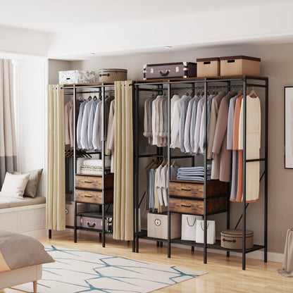 XXL Industrial Open Wardrobe Rack with Drawers & Shelves