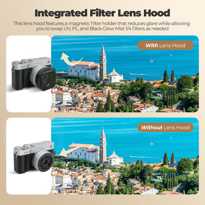 Camera Lens Hood with PL UV Black Mist Filters Black