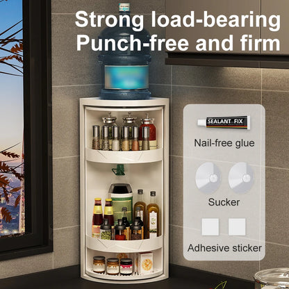 3 Tier Grey Rotating Corner Shelf Kitchen Spice Organizer