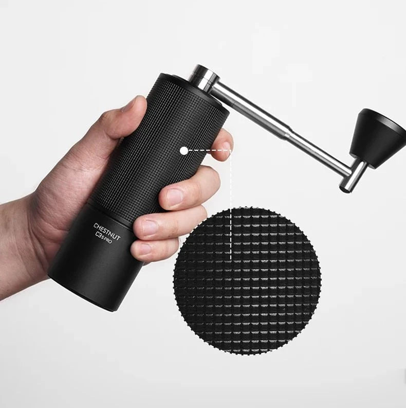 Portable Manual Coffee Grinder Adjustable Steel Burr 25g Black