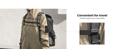 Gray DSLR Camera Bag Waterproof Backpack for Travel Photography