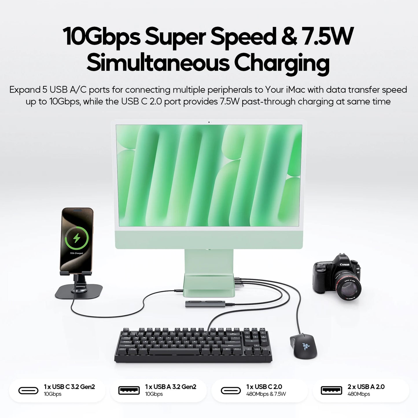 Smart iMac Hub with M.2 SSD Slot Blue