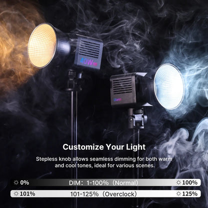Adjustable 40W COB LED Video Light 0–359° RGB & Bi-Color
