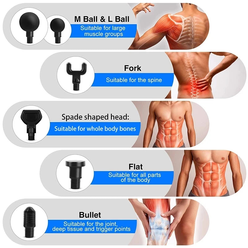 Silver Handheld Massage Gun with Multiple Speed Settings