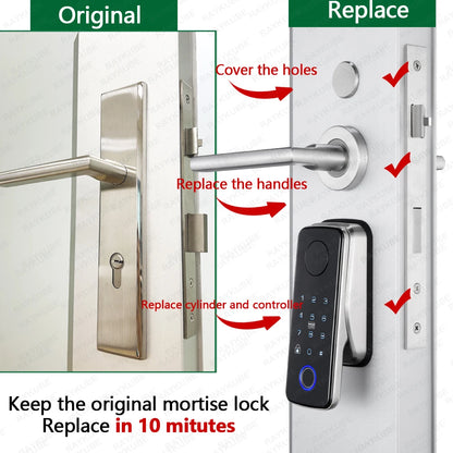 Smart Black Fingerprint Lock Set with Remote Access