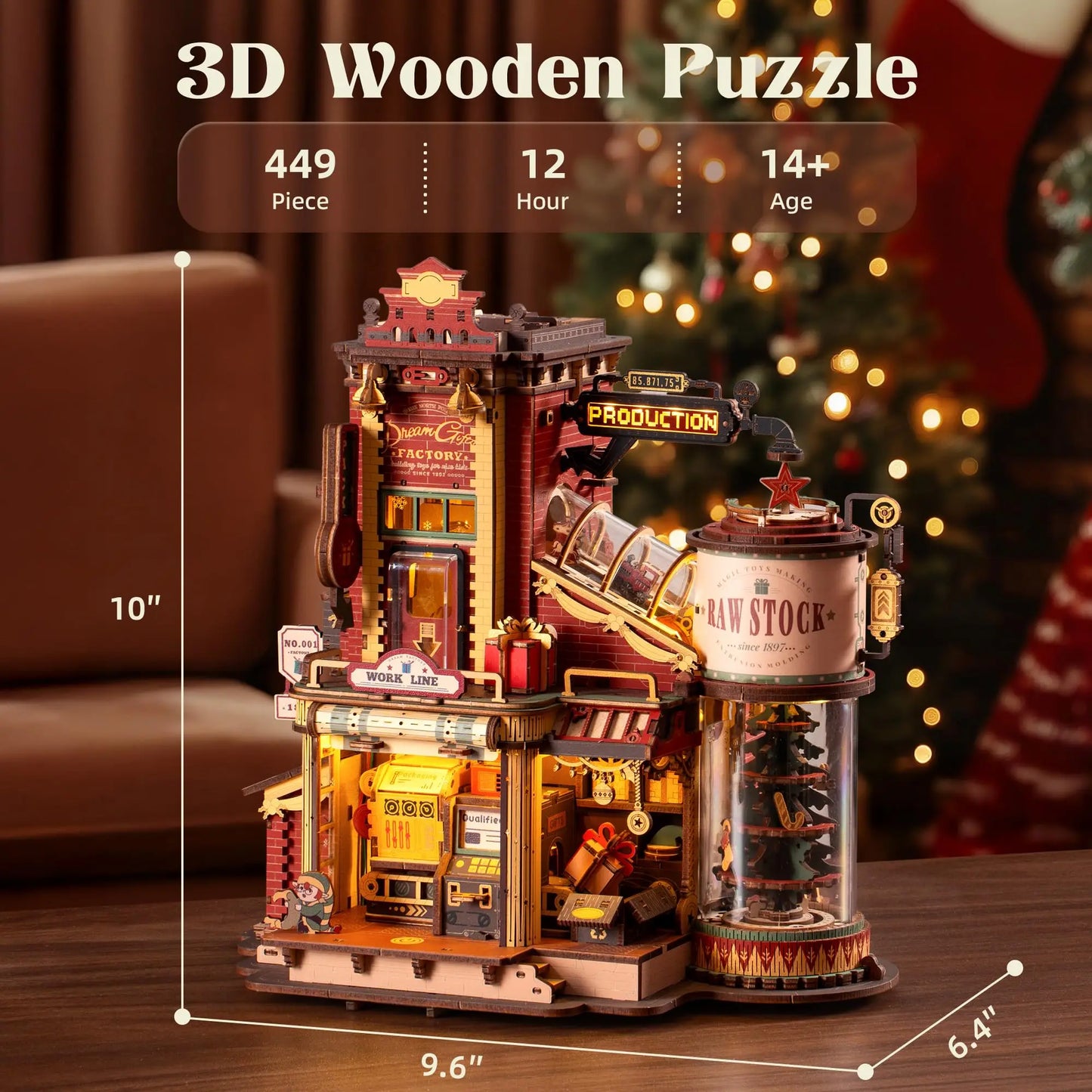 Wooden Mechanical Puzzle Kit with Music and Lights