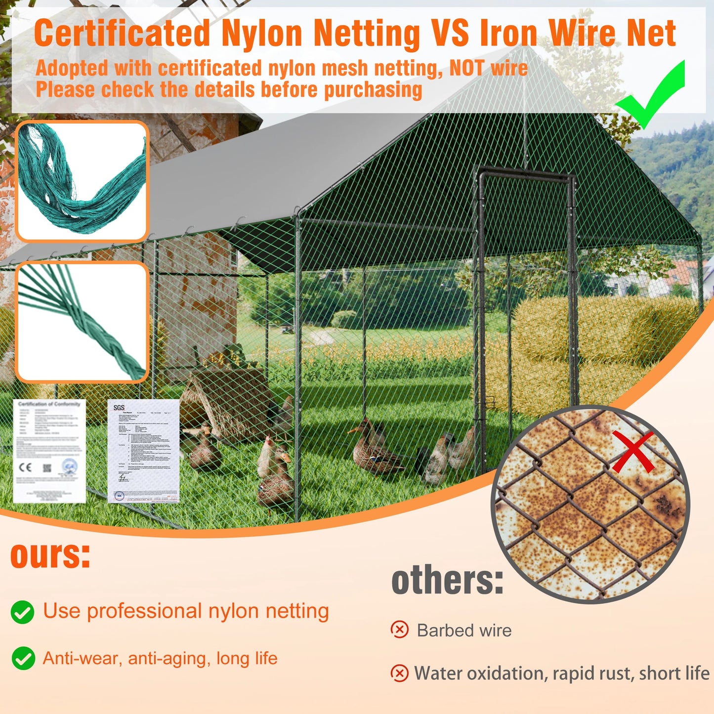 XL Outdoor Duck and Chicken Pen with Weatherproof Roof