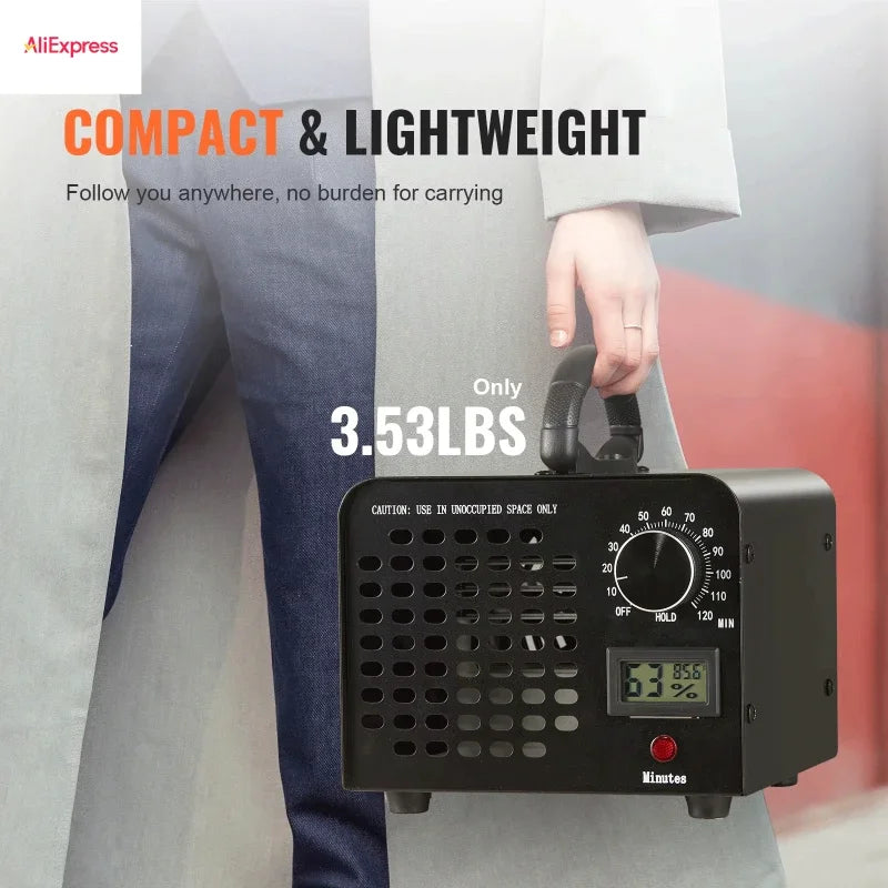 Black Compact 12g Ozone Generator Removes Smoke and Odors