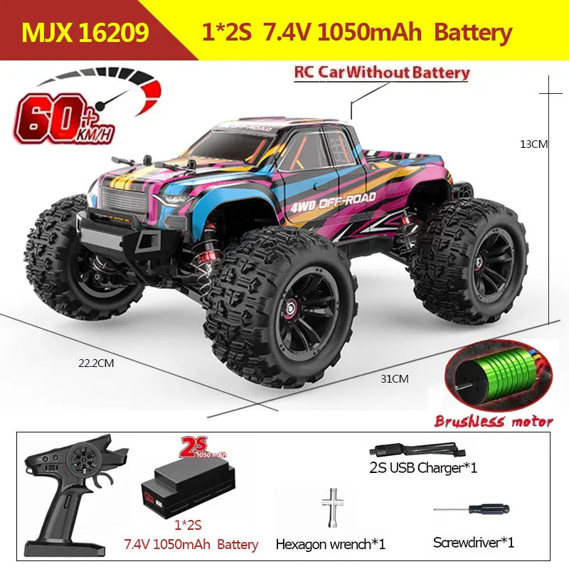 High Performance 60kmh Brushless RC Racing Truck 1/16 Scale