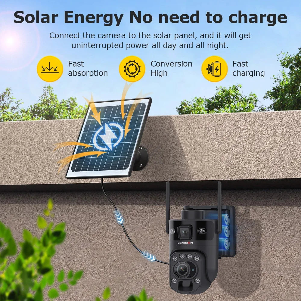 4K 60X Zoom 4G Solar CCTV Camera 64GB