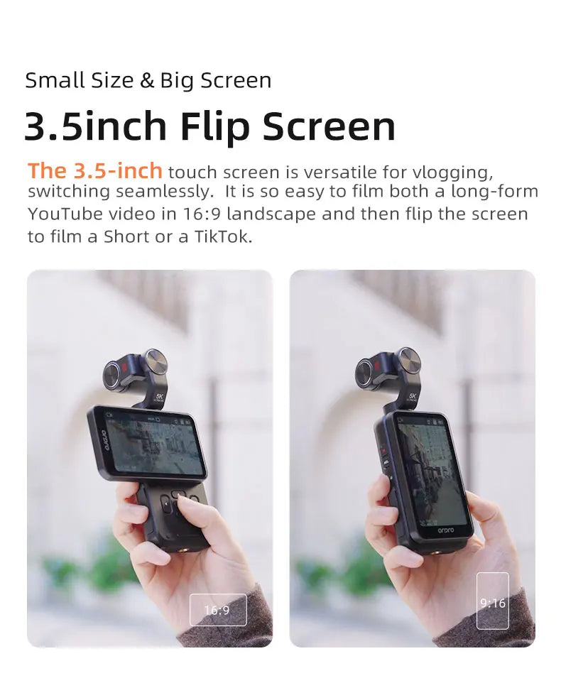 5K Pocket Vlogging Camera 3-Axis Stabilization Face Tracking