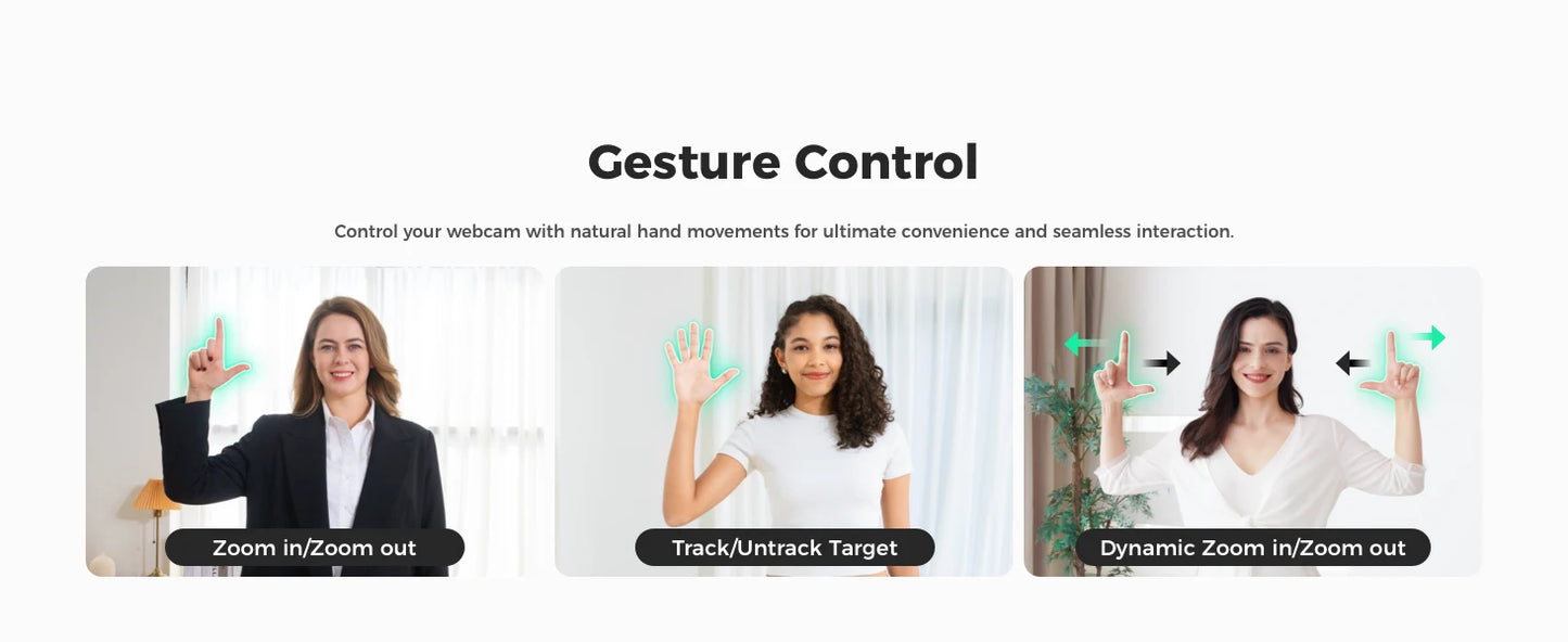 Smart 1080p Webcam with AI Gesture Control