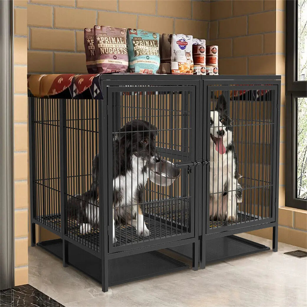 Large Steel Pet Kennel Cage with Removable Floor Trays