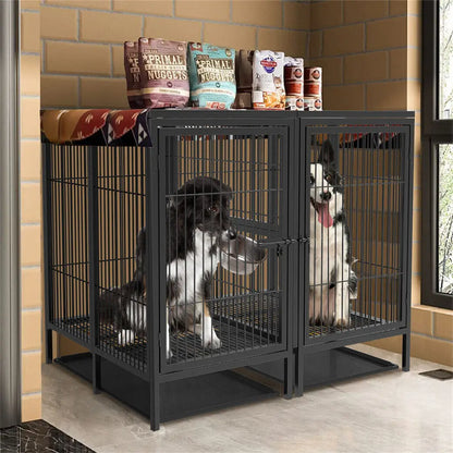Large Steel Pet Kennel Cage with Removable Floor Trays