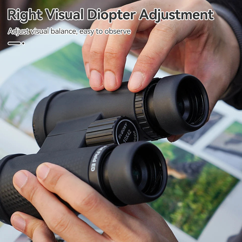 8x42 HD Binoculars with Flat-Field Optics for Outdoor Use