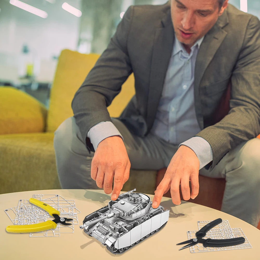 DIY 3D Metal Panzer IV Tank Model Brain Teaser Kit