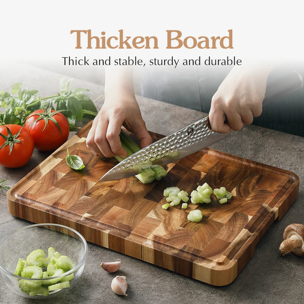 Heavy Duty Acacia Wooden Chopping Board with Juice Groove