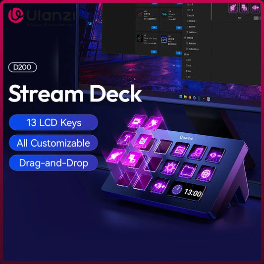 Stream Deck Keyboard 13 LCD Keys for Gaming and Livestreaming