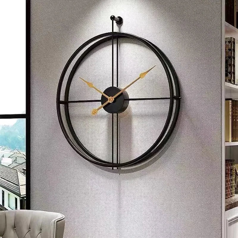 Decorative Wall Clock European Style Black Gold Needle 60cm