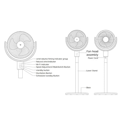 Retractable Cordless Circulating Fan with App Control