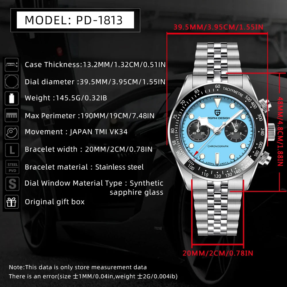 Pink Waterproof Quartz Chronograph Watch with Sapphire Crystal