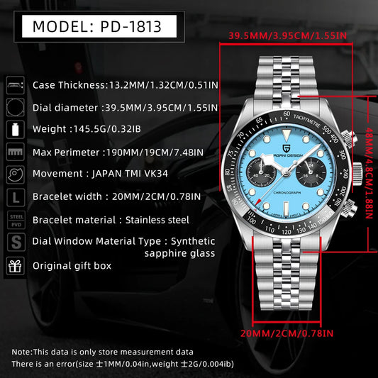 Pink Waterproof Quartz Chronograph Watch with Sapphire Crystal