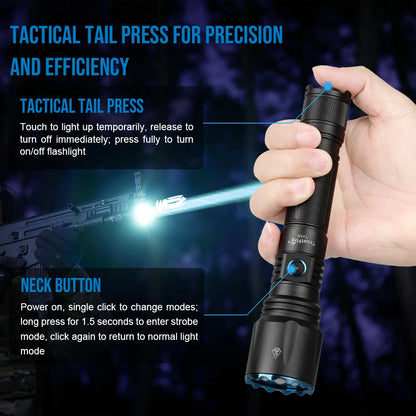 Powerful LEP Tactical Flashlight Rechargeable 1695m Long Range Torch