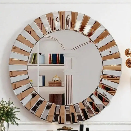60cm Round Starburst Decorative Wall Mirror Gold Accent