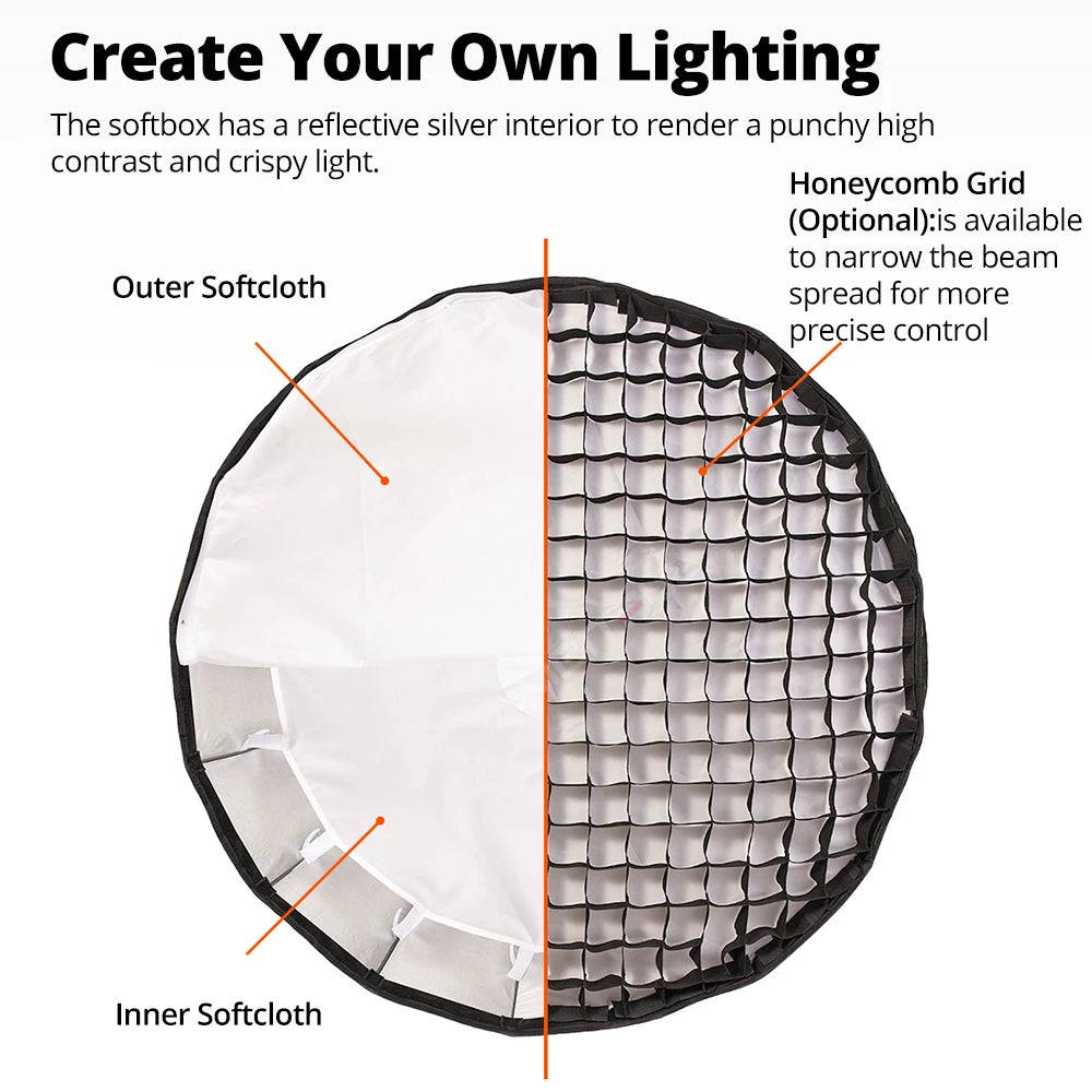 70cm Quick-Release Parabolic Softbox with Grid