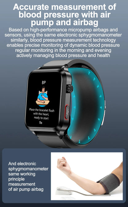 Red Smartwatch with Heart Fat & Uric Acid Monitor
