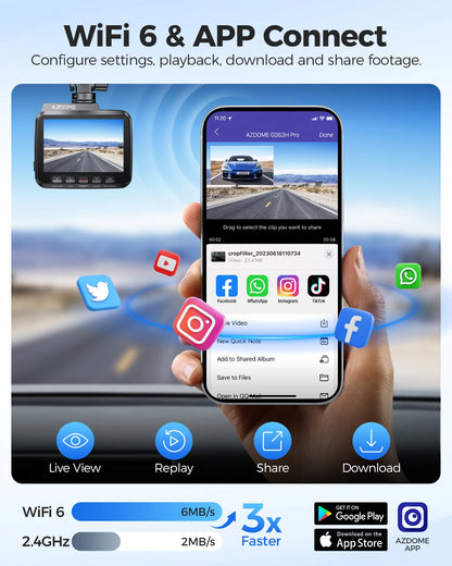 4K 1080P Car Dash Cam WiFi GPS 64GB Card