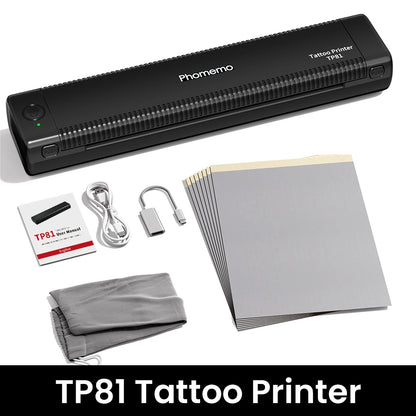 Black 2025 Wireless Tattoo Stencil Printer with Transfer Paper