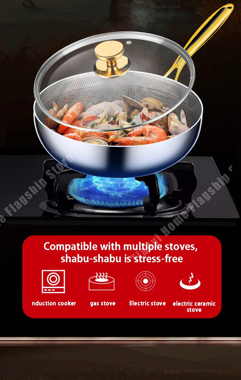 28cm 316 Stainless Steel Honeycomb Non-Stick Frying Pan