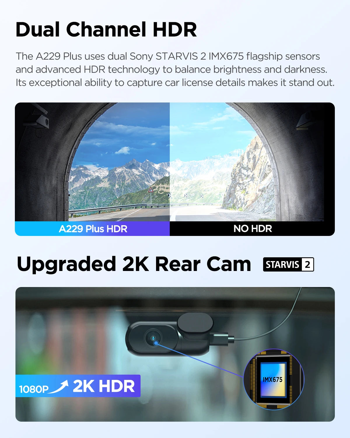 2 Channel 2K HDR Car Dash Camera with GPS 64GB