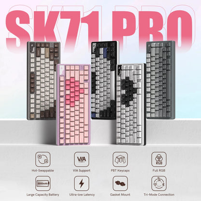 Wireless Mechanical Keyboard 75 Percent RGB Hot Swap Black