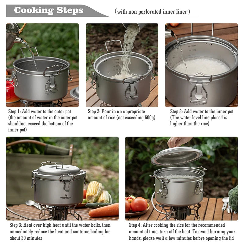 3.2L Titanium Camping Pot Ultralight Outdoor Cooker