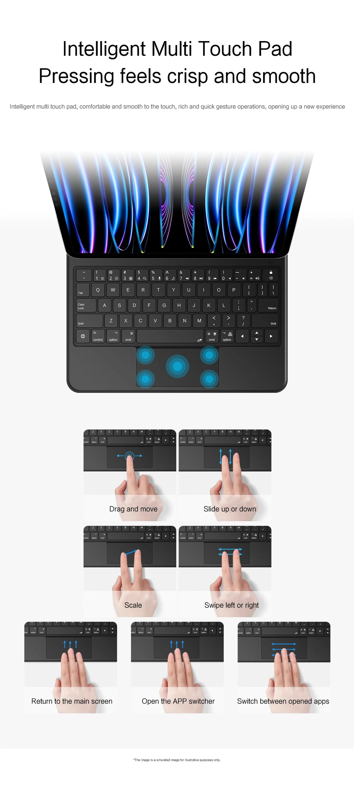 iPad Air 11 Inch M4 Smart Keyboard Case Multi-Touch