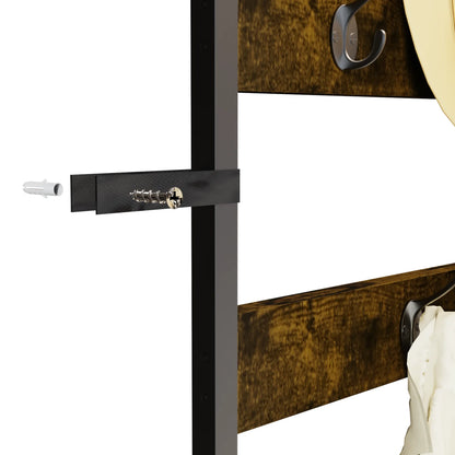 Rustic Corner Coat Rack Bench with Shoe Storage & Hooks