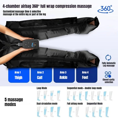 XL Air Compression Leg Massager 4-Chamber Recovery System