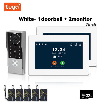 White 7" Touch Screen Smart Intercom with Dual 1080p Waterproof Cameras